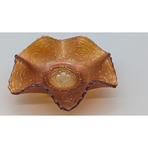 Vintage Fenton persian medallion small carnival glass dish rare marigold - Picture 8 of 16